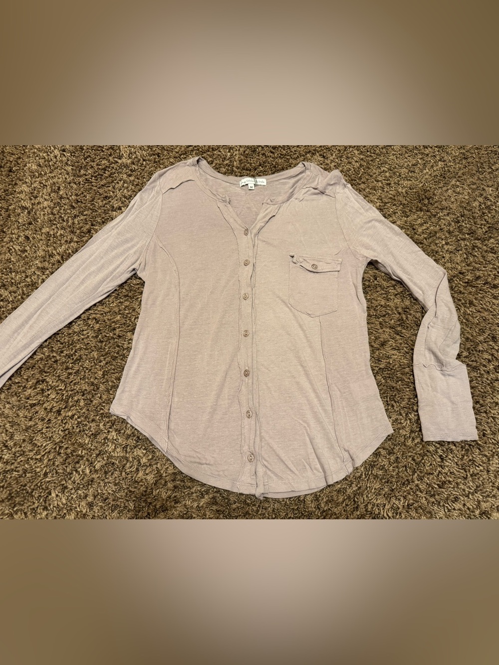 Young Fabulous & Broke Mauve Button Up Long Sleeve Shirt
